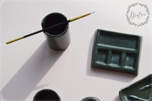 Set ceramica pentru caligrafie sau pictura - negru antic
